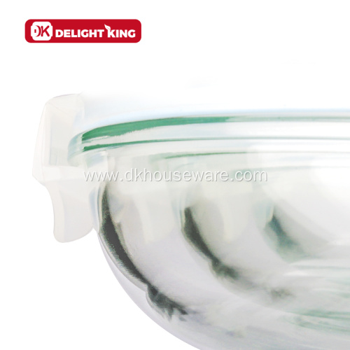 Glass Round Plate with Airtight Cover for Baking